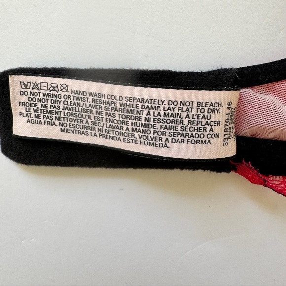 Victoria's Secret Bra Dream Angels Lined Demi Pink Red Lace Black Straps Bow 34C - Picture 4 of 13